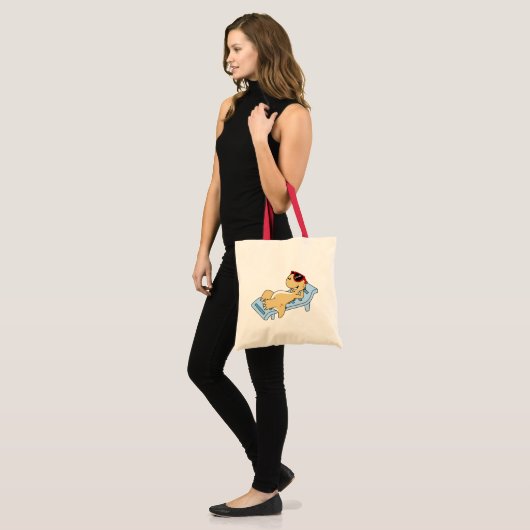 Illustratie van een zonnebadende Tyrannosaurus rex Tote Bag (Voorkant (model))