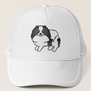 Illustratie van een zwart parti-kleurige Pomeraans Trucker Pet