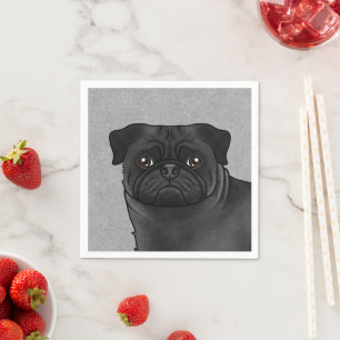Illustratie van een zwart Pug-hond hoofd in een ca Servet
