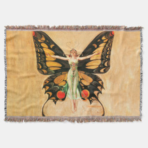 Illustratie van Flapper Butterfly-vliegende vrouw Deken