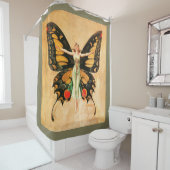 Illustratie van Flapper Butterfly-vliegende vrouw Douchegordijn (In situ)