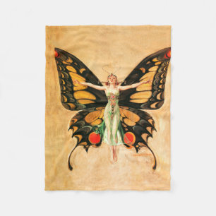 Illustratie van Flapper Butterfly-vliegende vrouw Fleece Deken