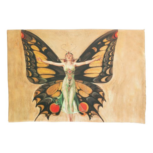 Illustratie van Flapper Butterfly-vliegende vrouw Kussensloop (Voorkant)