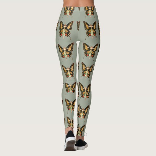 Illustratie van Flapper Butterfly-vliegende vrouw Leggings (Achterkant)