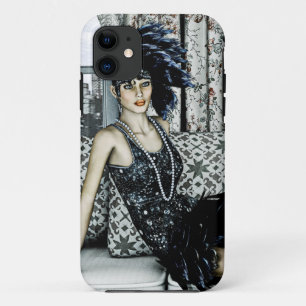 Illustratie van Flappermode uit de Roaring Twentie iPhone 11 Hoesje