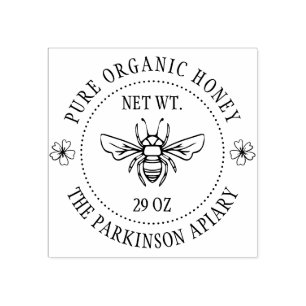 Illustratie van Floral Honey Bee Apiary Rubberstempel
