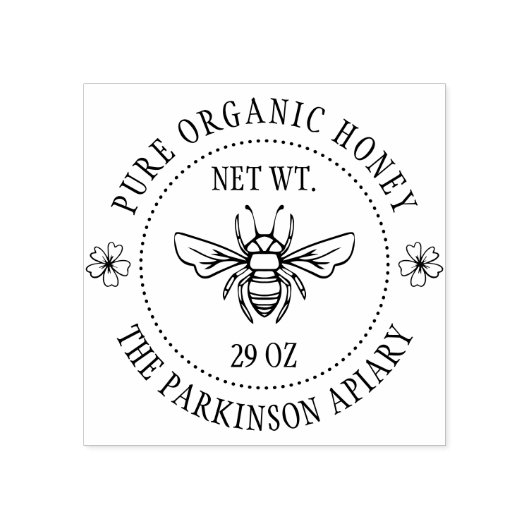 Illustratie van Floral Honey Bee Apiary Rubberstempel (Afrduk)