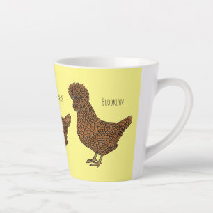 Illustratie van gewassen kip in chamois-kleur cart latte mok