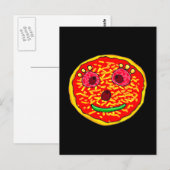 Illustratie van glimlachend pizzagezicht ontwerp briefkaart (Voorkant / Achterkant)