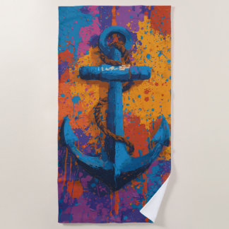 Illustratie van graffiti-straatart met blauwe anke strandlaken