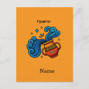 Illustratie van het Aquarius-sterrenbeeld in carto Feestdagenkaart