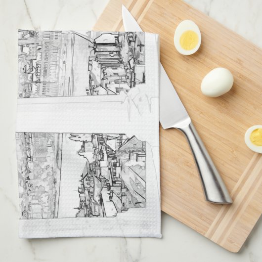 Illustratie van het Boedapest- en hongaarse parlem Theedoek (Quarter Fold)