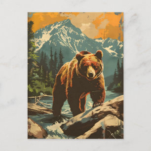 Illustratie van het Bruine Beer Briefkaart