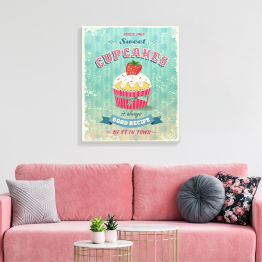 Illustratie van het cupcakes-teken canvas afdruk (Insitu (Woonkamer))