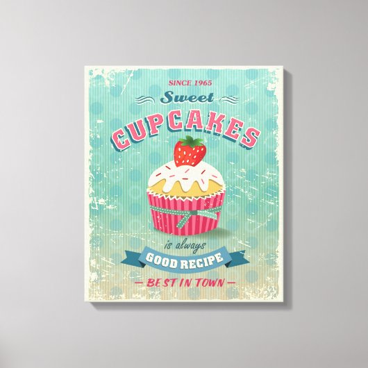 Illustratie van het  cupcakes-teken canvas afdruk (Voorkant)