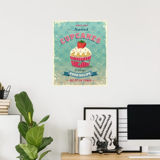 Illustratie van het cupcakes-teken poster (Thuiskantoor)