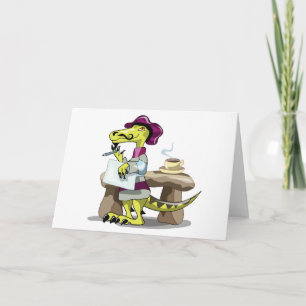 Illustratie van het denken van een Cartoon raptor. Kaart