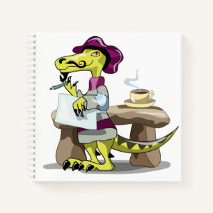 Illustratie van het denken van een Cartoon raptor. Notitieboek