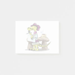 Illustratie van het denken van een Cartoon raptor. Post-it® Notes