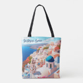 Illustratie van het eiland Santorini | Reiskunst Draagtas (Achterkant)