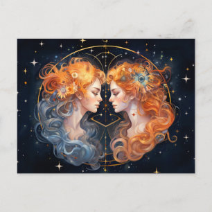 Illustratie van het Gemini Zodiac-teken Briefkaart