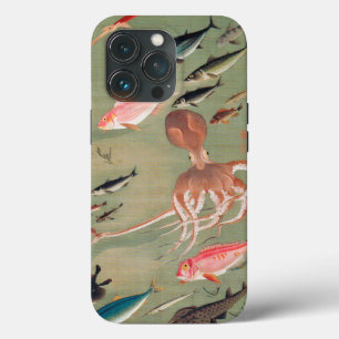 Illustratie van het mariene leven van vissen en in iPhone 13 pro hoesje