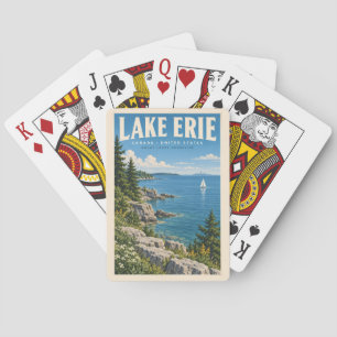Illustratie van het meer van Erie Reis Kunst Vinta Pokerkaarten