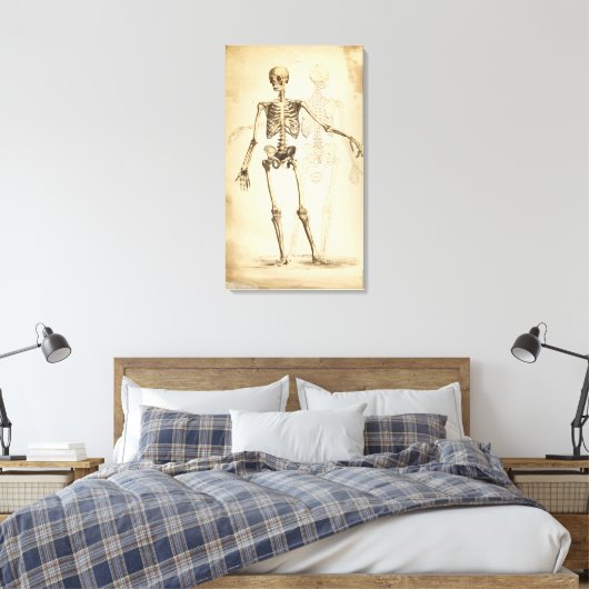 illustratie van het menselijk skelet canvas afdruk (Insitu (Slaapkamer))
