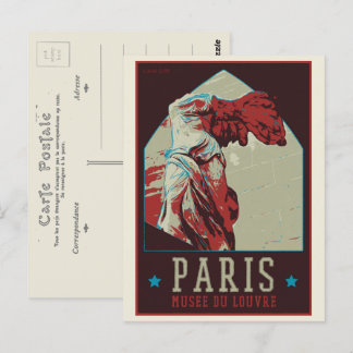 Illustratie van het museum van Parijs Louvre Frank Briefkaart