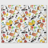 Illustratie van het nachtleven van de cocktail cadeaupapier (Vlak)