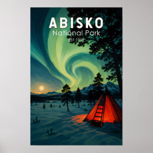 Illustratie van het noorderlicht in Nationaal Park Poster