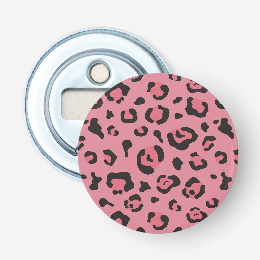 Illustratie van het roze leopard-dier button flesopener (Voorkant)