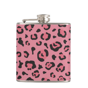 Illustratie van het roze leopard-dier heupfles