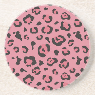 Illustratie van het roze leopard-dier zandsteen onderzetter