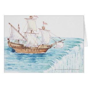 Illustratie van het schip dat de rand van de water