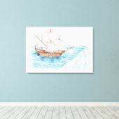 Illustratie van het schip dat de rand van de water canvas afdruk (Insitu (Houten vloer))