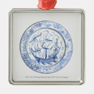 Illustratie van het schip op het bord Iznik uit de Metalen Ornament