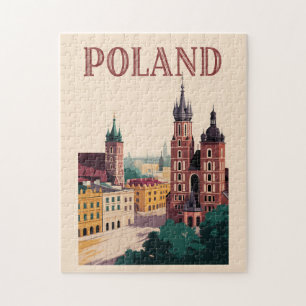 Illustratie van het silhouet van Polen Reis Kunst  Legpuzzel