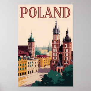 Illustratie van het silhouet van Polen Reis Kunst  Poster