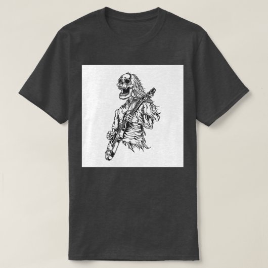 Illustratie van het skelet dat gitaar speelt t-shirt (Design voorkant)