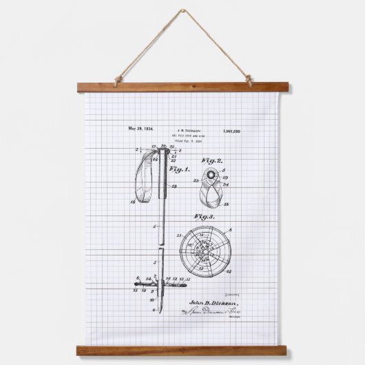 Illustratie van het Ski Pole-octrooi Hangend Wandkleed (Voorkant)