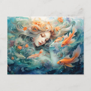 Illustratie van het sterrenbeeld Vissen Briefkaart