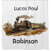 illustratie van het stoomtreinlandschap douchegordijn (Voorkant)