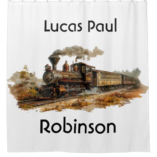 illustratie van het stoomtreinlandschap douchegordijn (Voorkant)