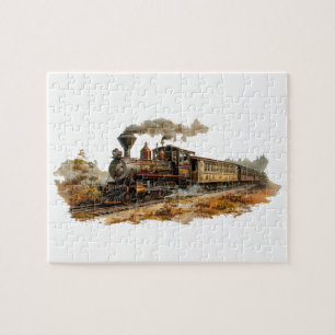 illustratie van het stoomtreinlandschap legpuzzel