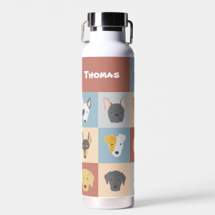 Illustratie van honden collectie aangepaste naam waterfles
