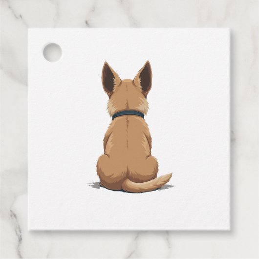 Illustratie van hondenrugaanzicht met grote oren P Bedankjes Labels (Voorkant)