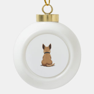 Illustratie van hondenrugaanzicht met grote oren P Keramische Bal Ornament