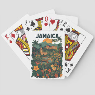 Illustratie van Jamaica-reizen in vintage stijl Pokerkaarten