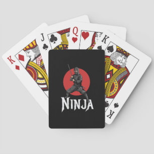 Illustratie van Japanse Ninja Holding Zwaard Pokerkaarten